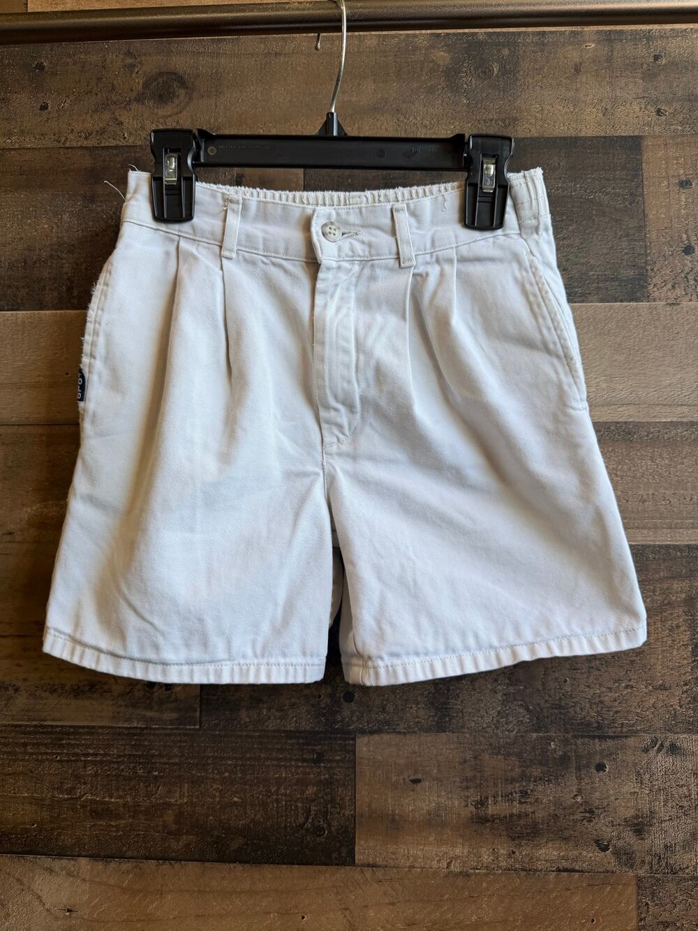 Vintage Polo Ralph Lauren Boys Size 7 White Pleated Chino Shorts - Elastic Waist